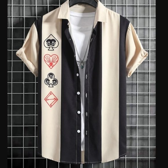 Playing Cards Poker Shirt Size XL Button Front Casino Bridge Las Vegas - Picture 1 of 3